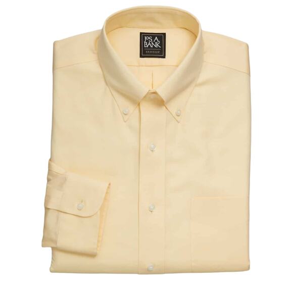 Jos. A. Bank Yellow Button Down Oxford Shirt Size 16-32 Formal Preppy - Picture 1 of 4